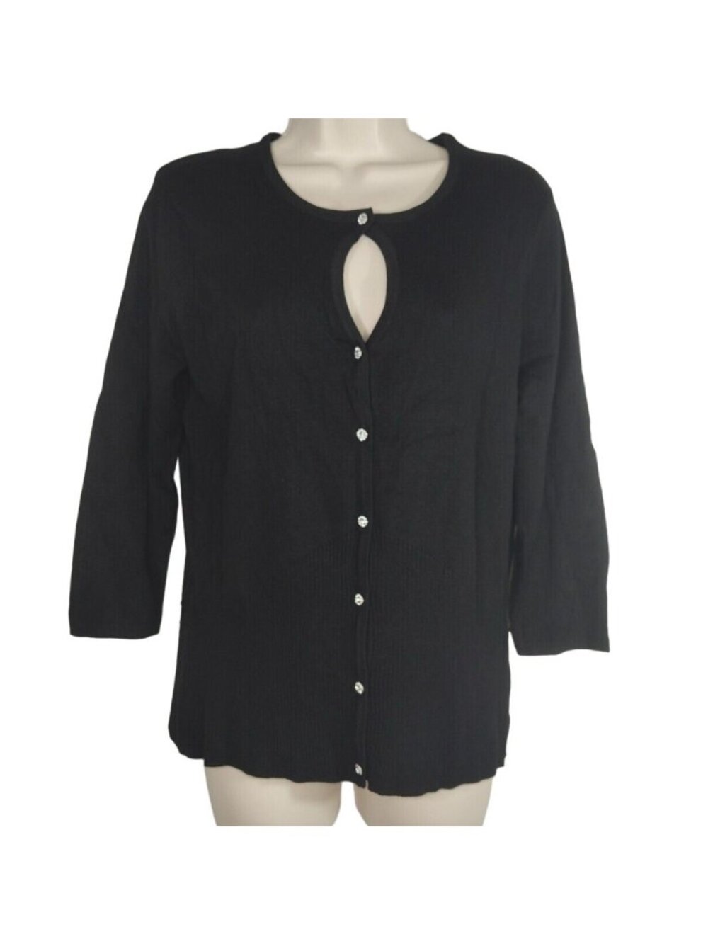George Black Jewel Button Up Cardigan Sweater Women Size L 12-14 Vintage 90s Y2K